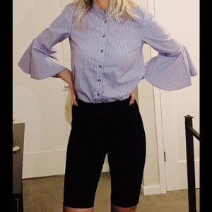 Maeve for Anthropology striped ruffled-sleeve top